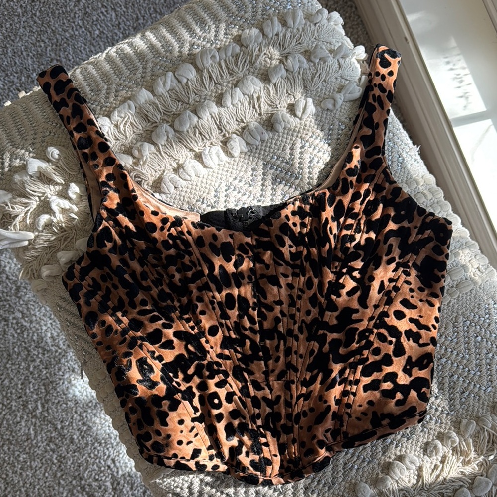 Black and Brown Sleeveless Bustier Tank Top